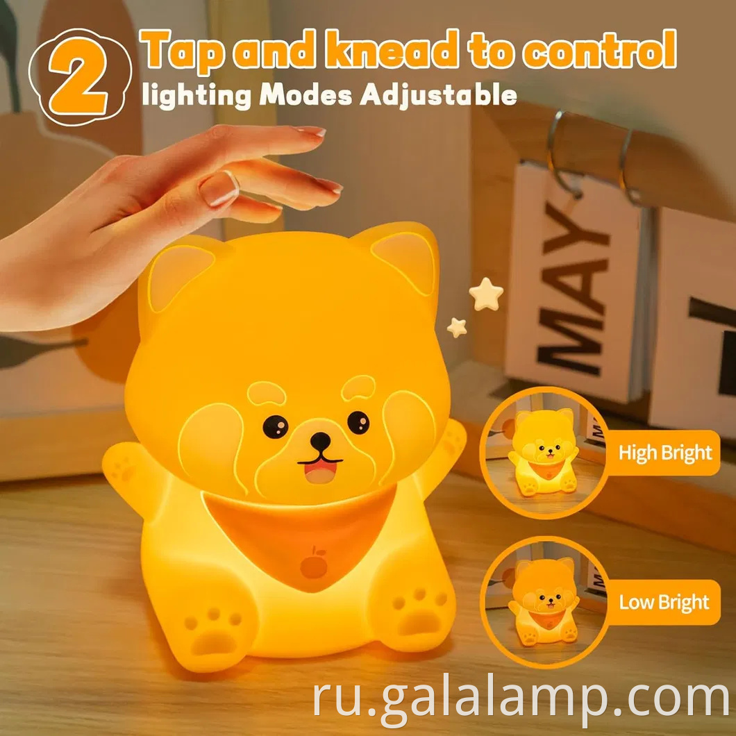 Очаровательная перезаряжаемая красная панда сенсорная лампа для детских комнат